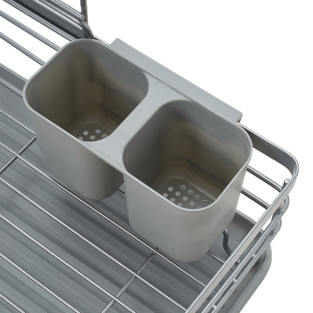 2 Tier Metal Dish Drainer Rack Sink Washing Plates Draining Board
