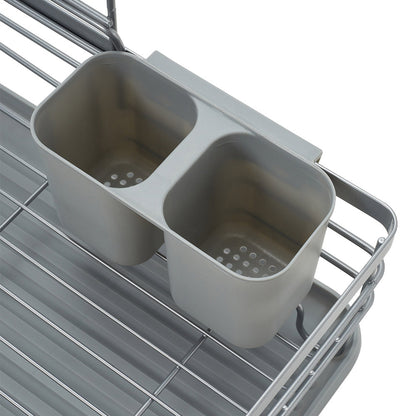 2 Tier Metal Dish Drainer Rack Sink Washing Plates Draining Board