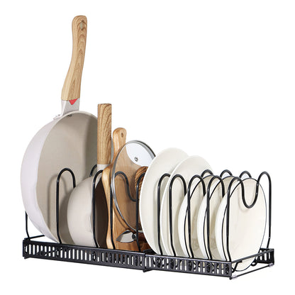 Expandable Pot Pan Lid Rack Pan Organiser with 10 Dividers