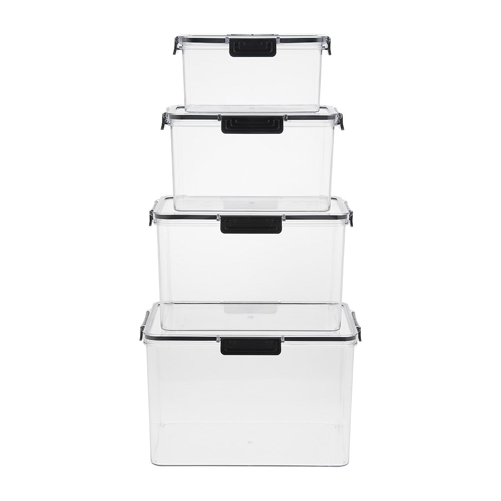 Set of 4 Stackable Clear Fridge Organisers Storage Boxes