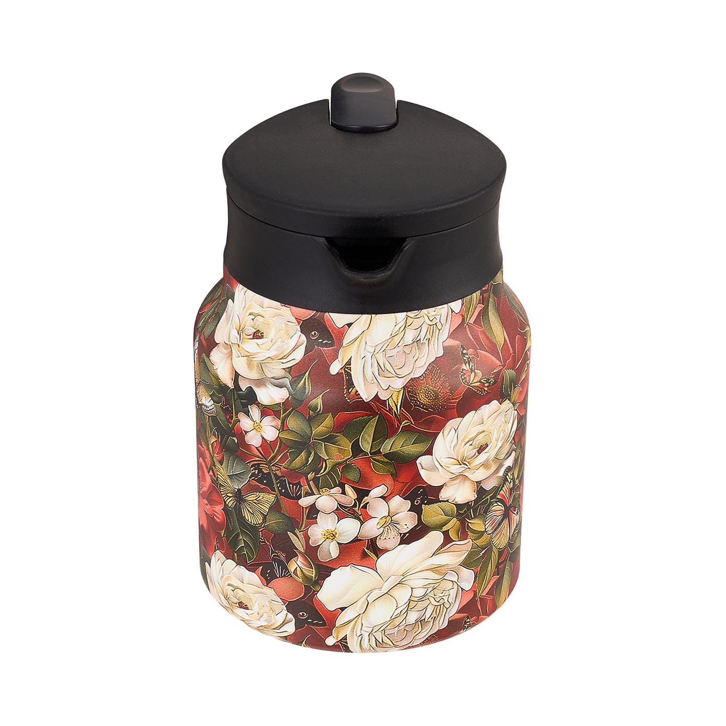 Vintage Floral Pattern Tea Thermos Teapot with Built-in Infuser