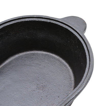 Black Oval Cast Iron Frying and Stewing Pot
