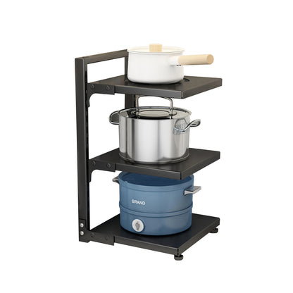 Multi-Tier Height-Adjustable Kitchen Pan Organizer Rack