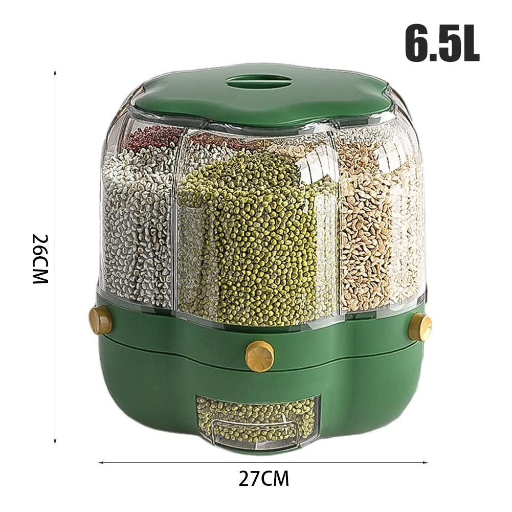6 Grids Rotating Storage Container for Kitchen Small Grains Beans Rice