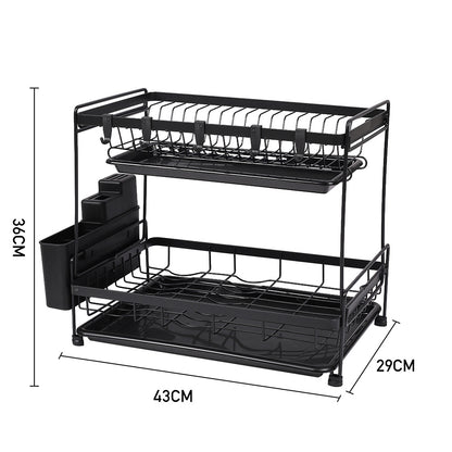 2 Tier Dish Drying Rack with Drainboards