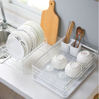 2-Tier Metal Kitchen Dish Drainer Rack