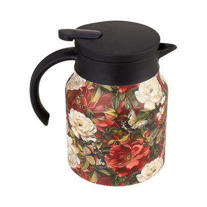 Vintage Floral Pattern Tea Thermos Teapot with Built-in Infuser