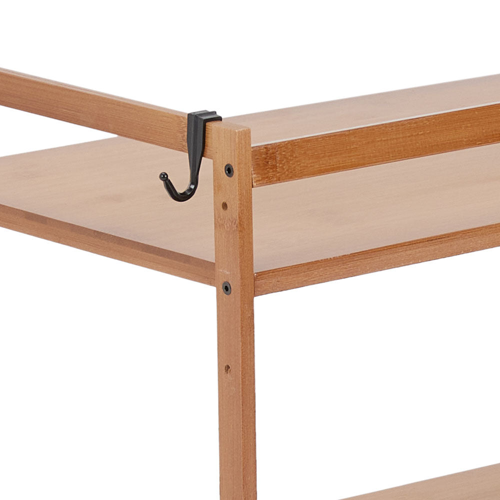 Wooden Brown Spice Rack Organizer with Hooks