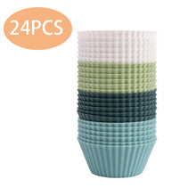 Set of 24 Reusable Silicone Muffin Baking Cups Multicolour