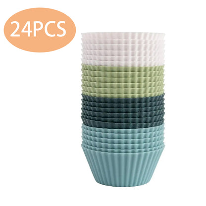 Set of 24 Reusable Silicone Muffin Baking Cups Multicolour