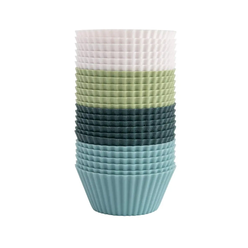 Set of 24 Reusable Silicone Muffin Baking Cups Multicolour