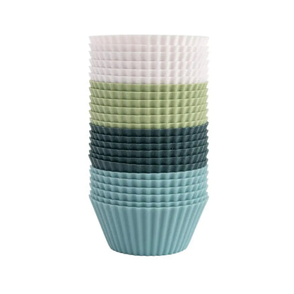 Set of 24 Reusable Silicone Muffin Baking Cups Multicolour