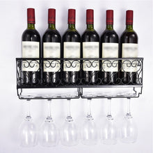 Elegant Wall-Mounted Wine Glass Rack for Upside Down Goblet and Bottle Storage