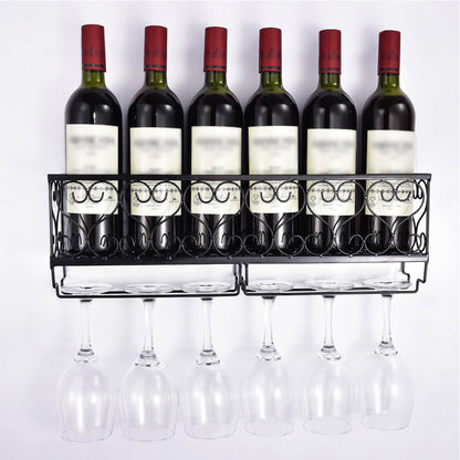 Elegant Wall-Mounted Wine Glass Rack for Upside Down Goblet and Bottle Storage