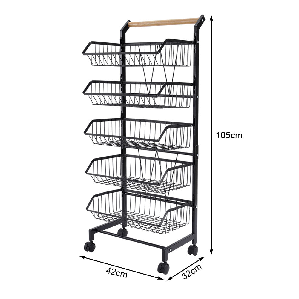 5-Tier Kitchen Trolley Organization Shelves