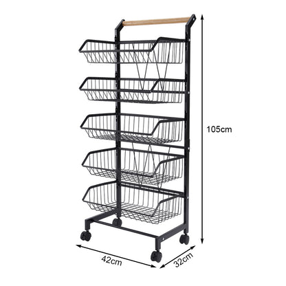 5-Tier Kitchen Trolley Organization Shelves