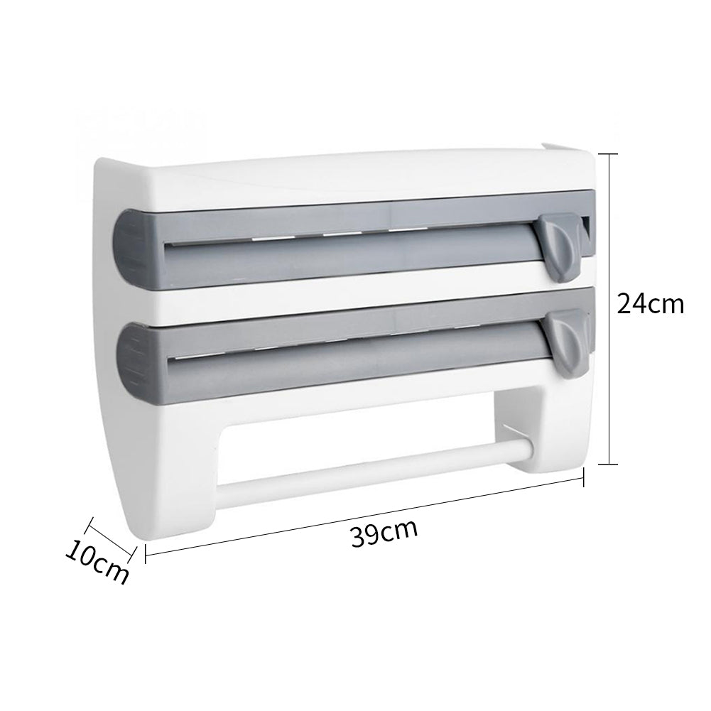 Kitchen Cling Film Foil Roll Dispenser with Slide Cutters