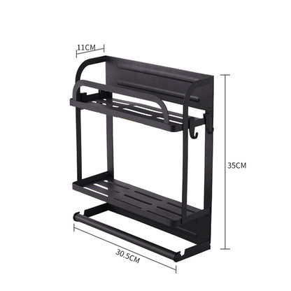 2-Tier Magnetic Fridge Organizer with Paper Towel Holder