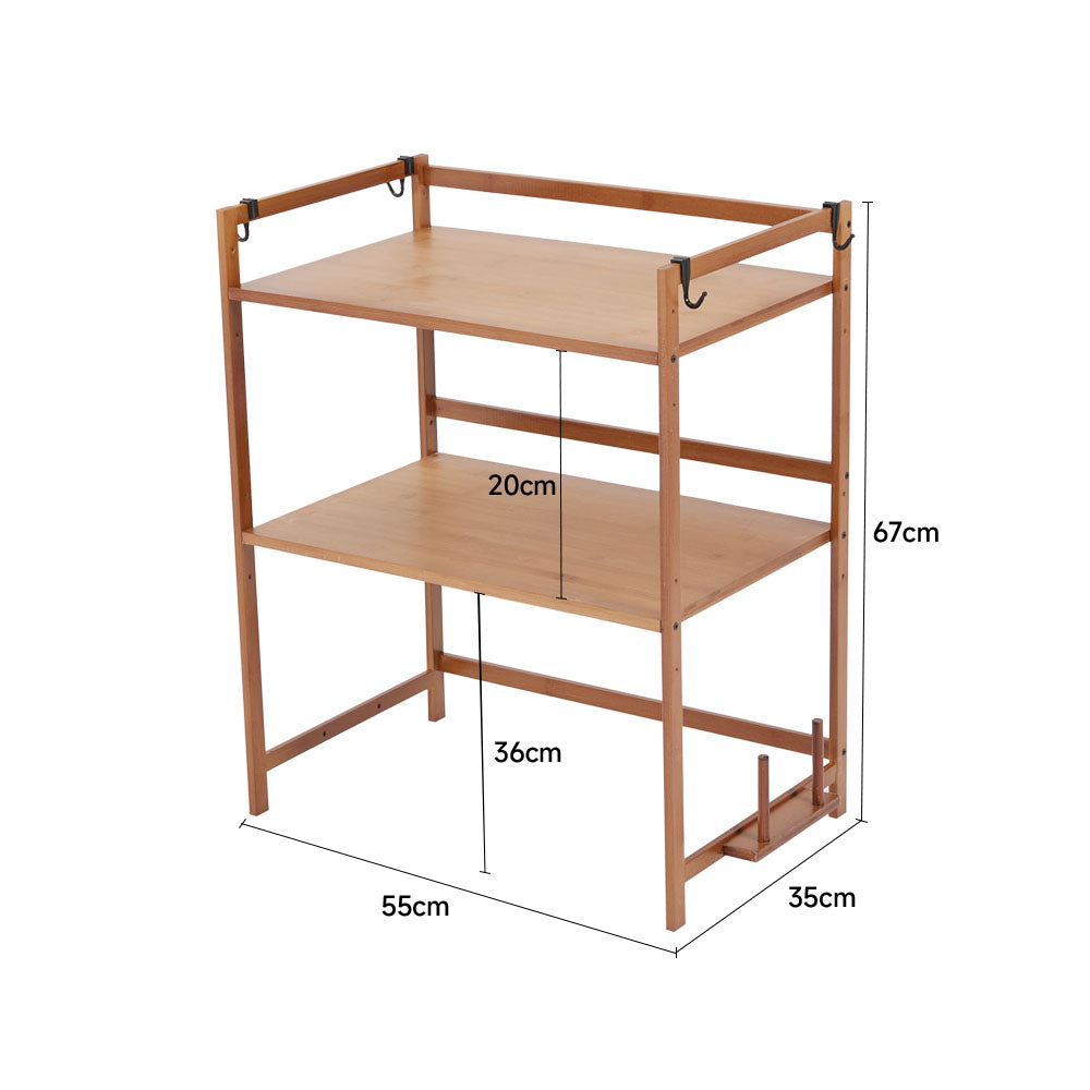 Wooden Brown Spice Rack Organizer with Hooks