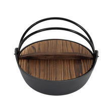 29cm Cast Iron Pot with Wooden Lid for Campfire Cooking