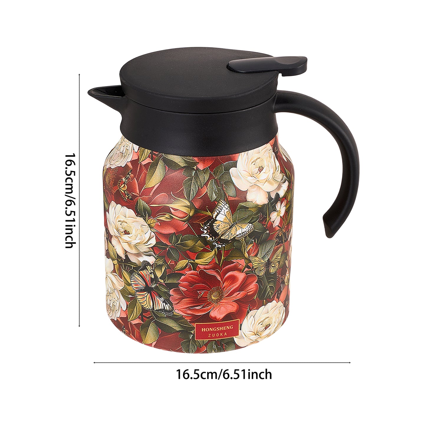 Vintage Floral Pattern Tea Thermos Teapot with Built-in Infuser