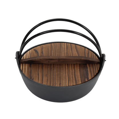 27cm Cast Iron Pot with Wooden Lid for Campfire Cooking