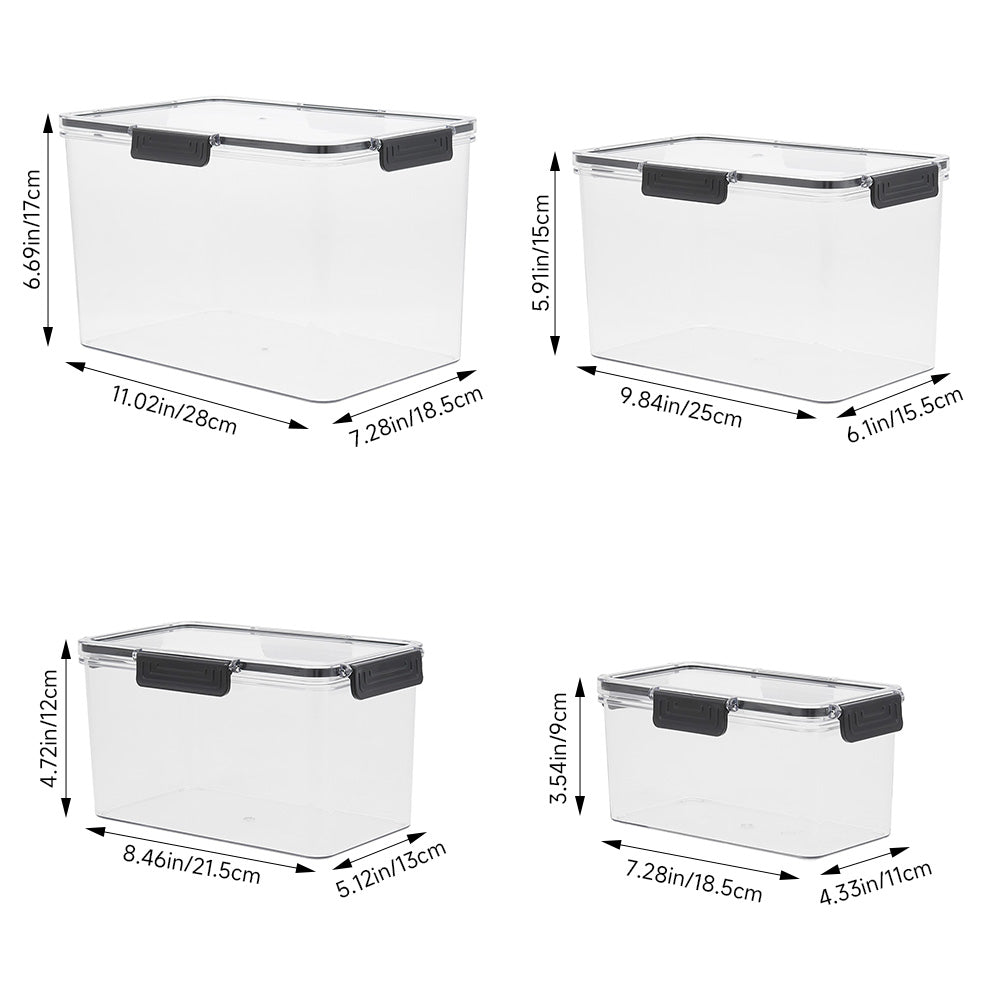 Set of 4 Stackable Clear Fridge Organisers Storage Boxes