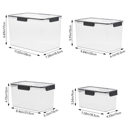 Set of 4 Stackable Clear Fridge Organisers Storage Boxes