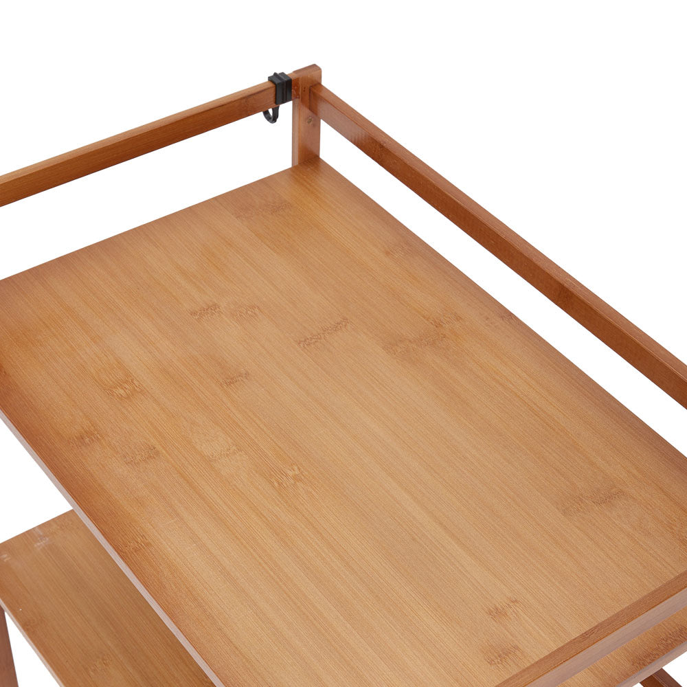 Wooden Brown Spice Rack Organizer with Hooks